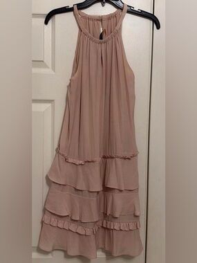 Ramy Brook Dusty Rose Tiered Halter Dress – Size 6  Like New